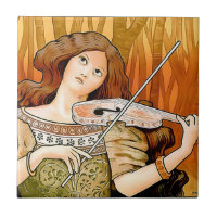 Vintage Art Nouveau Violin Poster | Elegante Musik