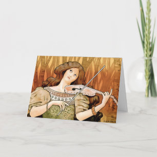 Vintage Art Nouveau Violine Elegante Musik Dankeskarte