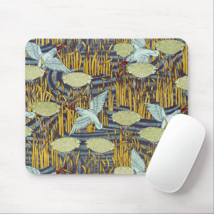Vintage Art Nouveau Vogel- und Sumpf-Naturmuster Mousepad