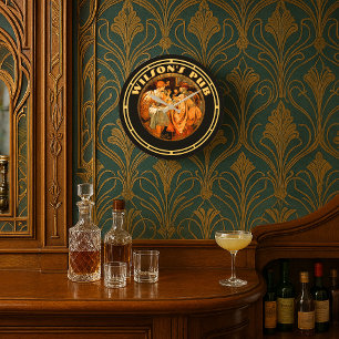 Vintage Art Nouveau von Mucha Pub Große Wanduhr