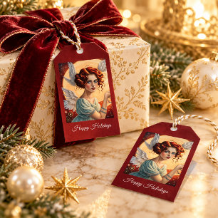 Vintage Art Nouveau Weihnachtsengel Himmlisch Geschenkanhänger