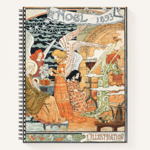 Vintage Art Nouveau Weihnachtsengel und Madonna Notizbuch