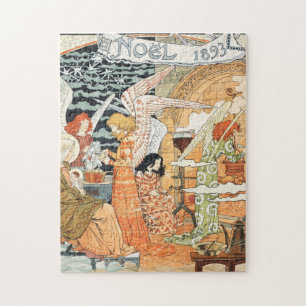 Vintage Art Nouveau Weihnachtsengel und Madonna Puzzle
