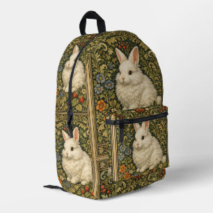 Vintage Art Nouveau weißes Kaninchen  Bedruckter Rucksack