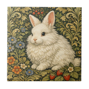 Vintage Art Nouveau weißes Kaninchen  Fliese
