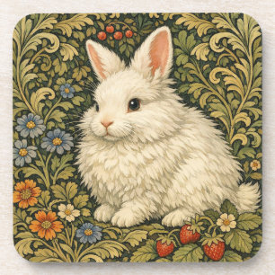 Vintage Art Nouveau weißes Kaninchen Getränkeuntersetzer