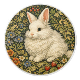 Vintage Art Nouveau weißes Kaninchen Keramikknauf