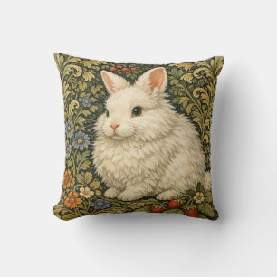 Vintage Art Nouveau weißes Kaninchen Kissen