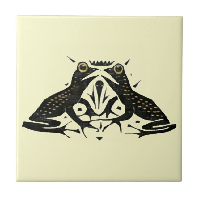 Vintage Art Nouveau Zwei Frösche Fliese (Vorderseite)