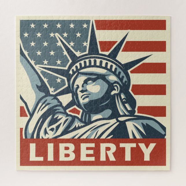 Vintage Art patriotische 4. Juli "Liberty" Poster, Puzzle (Vertikal)