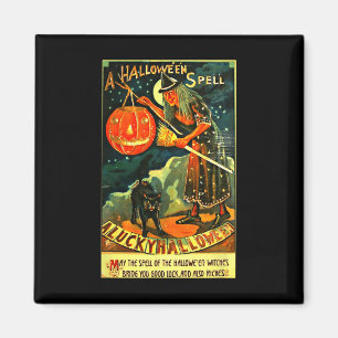 Vintage Art Retro Halloween Hexe Magnet