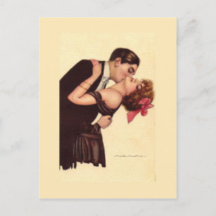 Vintage Art ~ Romantisches entzücktes Paar Postkarte