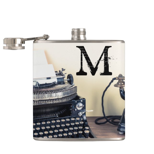 Vintage Art Verfasser-Retro Flachmann (Geöffnet)