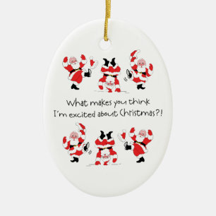 Vintage Art Weihnachtsmann aufgeregt über Keramik Ornament