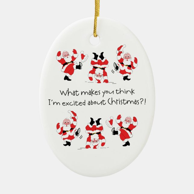 Vintage Art Weihnachtsmann aufgeregt über Keramik Ornament (Vorne)