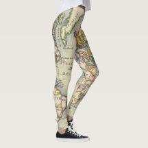 Vintage Art-Weltkarten-Abenteuer-Leggings