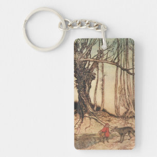 Vintage-Arthur-Rackham-Rotkäppchen-und-Wolf-Druck Schlüsselanhänger