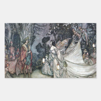 Vintage-Arthur-Rackham-Titania-und-Oberon-Aufklebe Rechteckiger Aufkleber