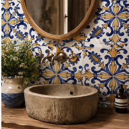 Vintage Artisan Classic Blue and Gold European Fliese