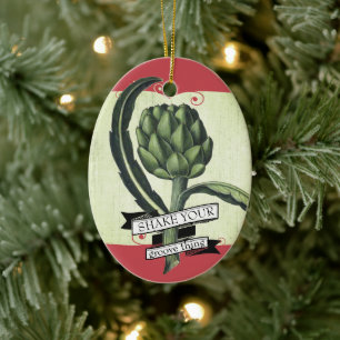 Vintage Artischocke Gemüse Foodie Weihnachten Keramik Ornament
