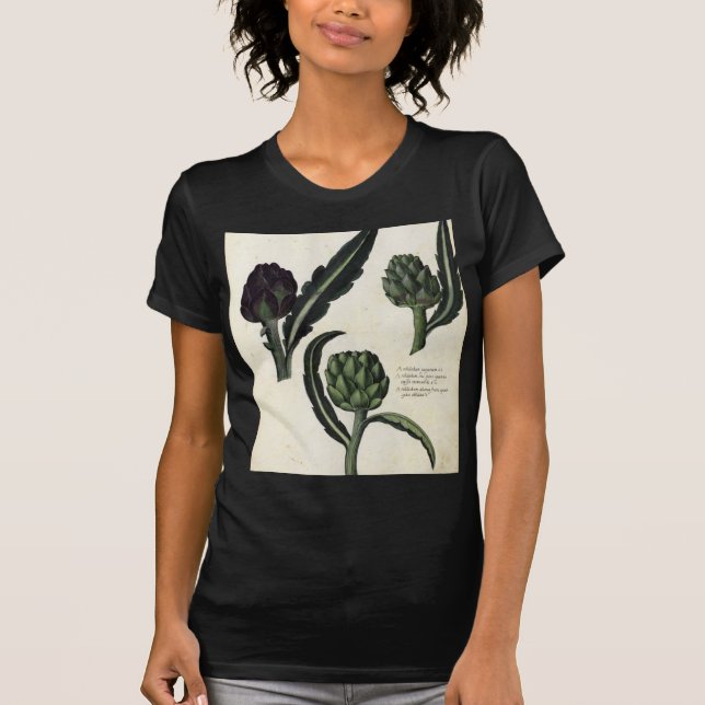 Vintage Artischocken-botanischer Druck T-Shirt (Vorderseite)