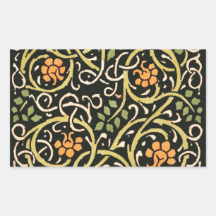Vintage Arts and Crafts Blumenmuster Roycroft Rechteckiger Aufkleber