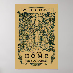 Vintage Arts And Crafts Stil "Willkommen" Poster