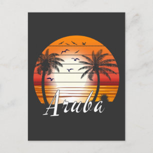 Vintage Aruba Palmen Sommerstrand Postkarte