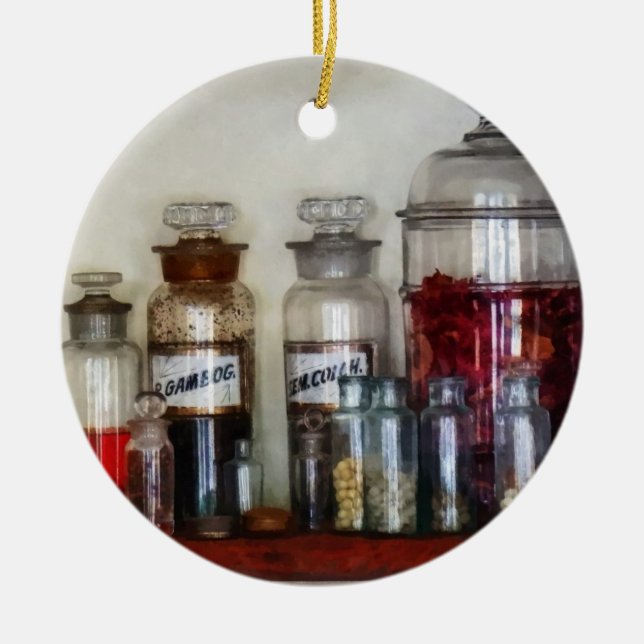 Vintage Arzneimittelflaschen Keramikornament (Vorne)