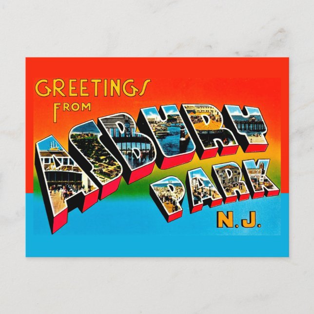 Vintage Asbury Park NJ Postcard Postkarte (Vorderseite)
