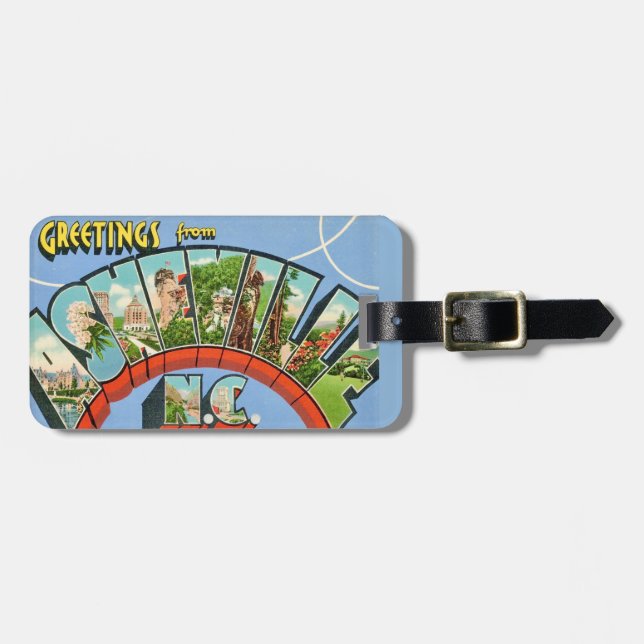 Vintage Asheville NC  Gepäckanhänger (Vorderseite horizontal)