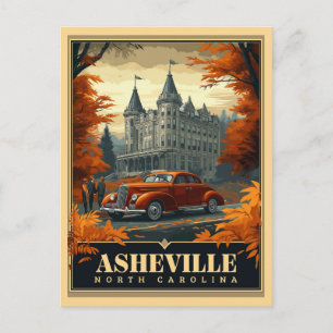 Vintage Asheville, North Carolina  Postkarte