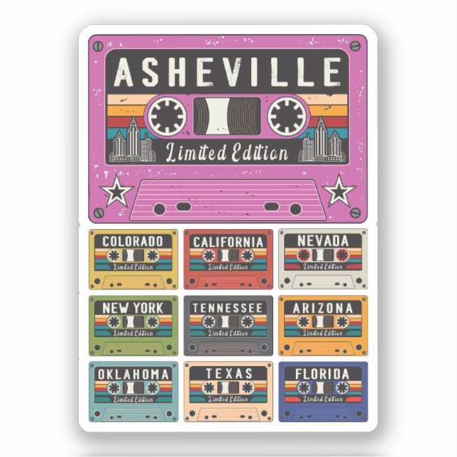 Vintage Asheville Stadtrundfahrt Aufkleber (Vorderseite)