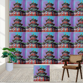 Vintage, asiatisch Inspiriert Chinoiserie Pagoda T Fliese