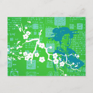 Vintage asiatische Collage Postkarte
