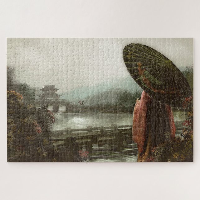Vintage asiatische Frau in traditioneller Kleidung Puzzle (Horizontal)