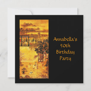 Vintage asiatische Kunst Gold 50. Geburtstag Einladung