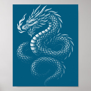 Vintage Asiatischer Drache Poster