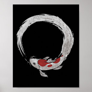 Vintage asiatischer japanischer Koi-Karpfen-Angel- Poster