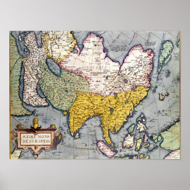 Vintage Asien-Karte | 1580 Poster (Vorne)