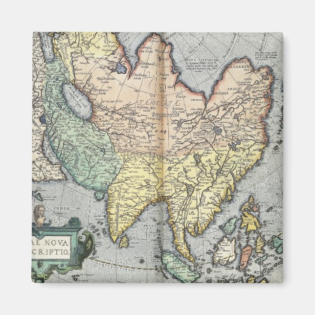 Vintage Asien-Karte | 1592 Magnet (Vorne)
