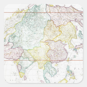 Vintage Asien-Karte 1786 Quadratischer Aufkleber