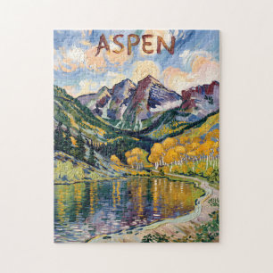 Vintage Aspen Colorado Maroon Bells Landschaft Puzzle