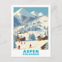 Vintage-Aspen-Skifahren, Colorado-Reisepostkarte