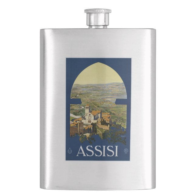 Vintage Assisi-Italien-Flasche Flachmann (Vorderseite)