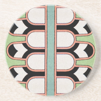Vintage-assyrische Art Deco geometrische Muster-Mü Sandstein Untersetzer