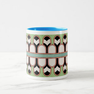 Vintage-assyrische Art Deco geometrische Musterprä Zweifarbige Tasse