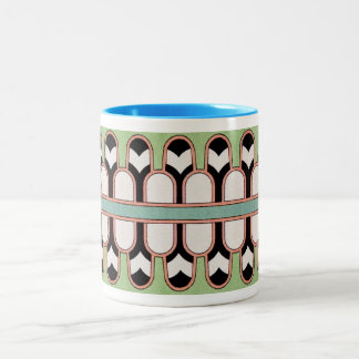 Vintage-assyrische Art Deco geometrische Musterprä Zweifarbige Tasse