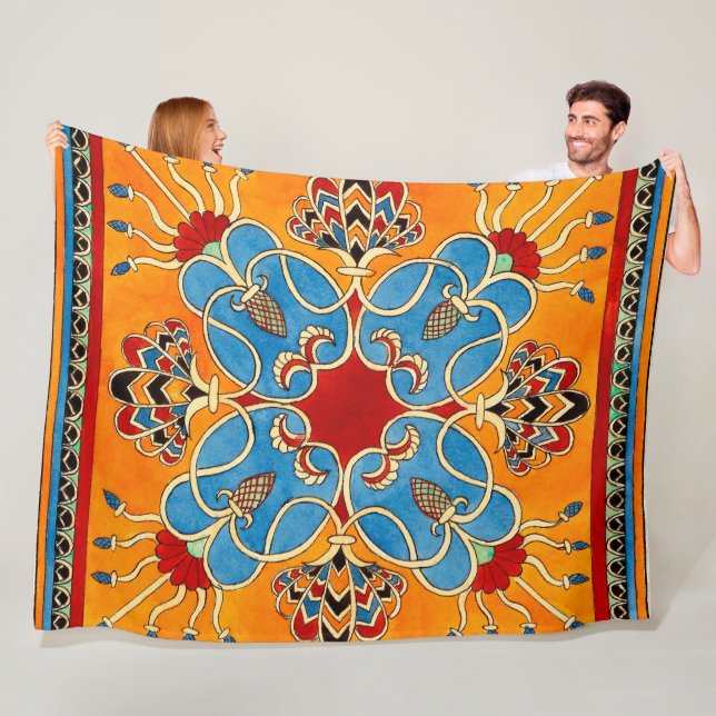 Vintage Assyrische Ornamente Fleecedecke (Beispiel)