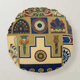 Vintage assyrische Sonne Rundes Kissen